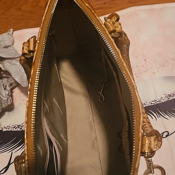 Brahmin Gold Crocodile-Embossed Satchel